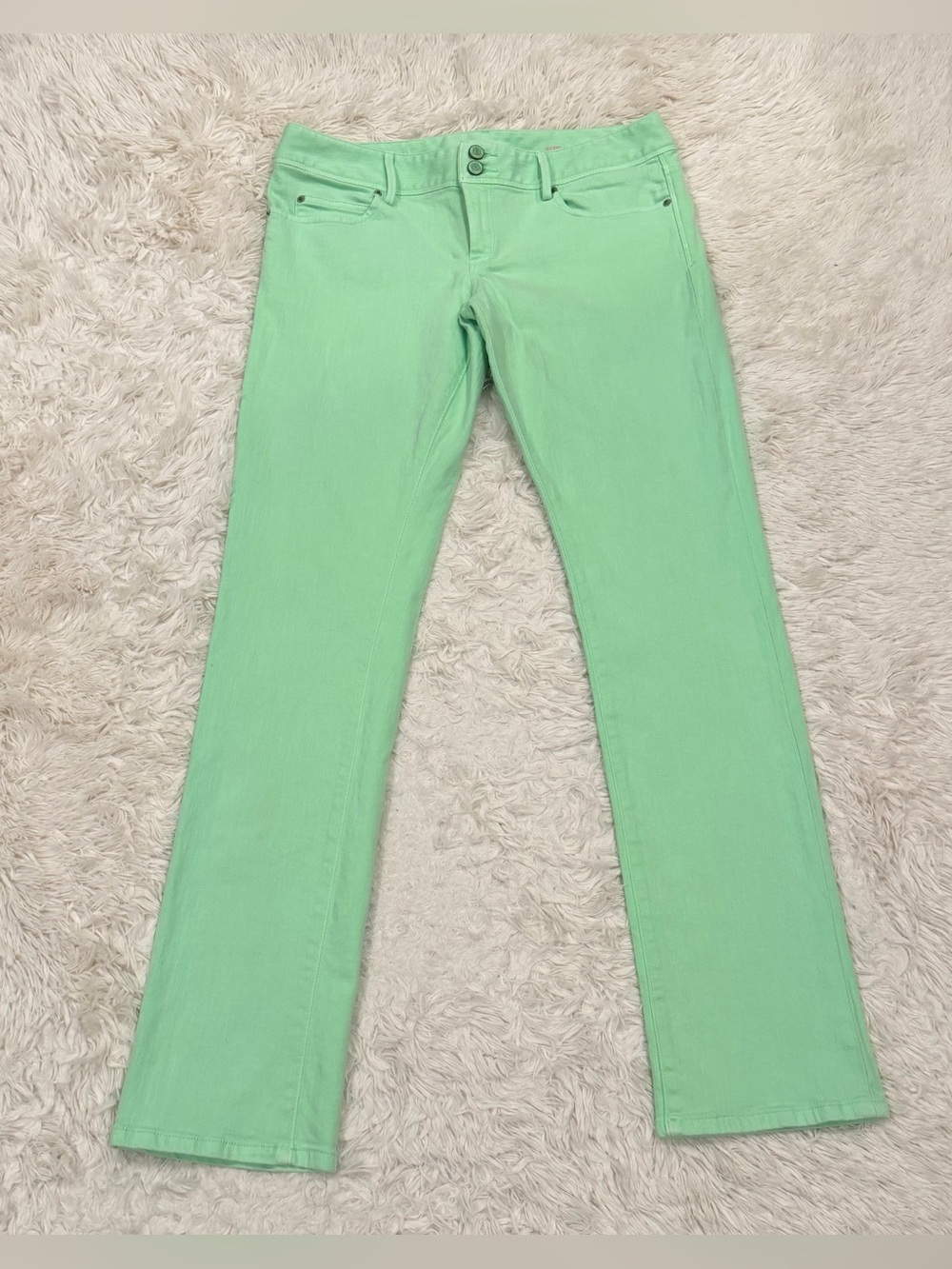 Lilly Pulitzer Worth Straight Jeans Size 10 New Green Bright‎ Neon Stretch Denim